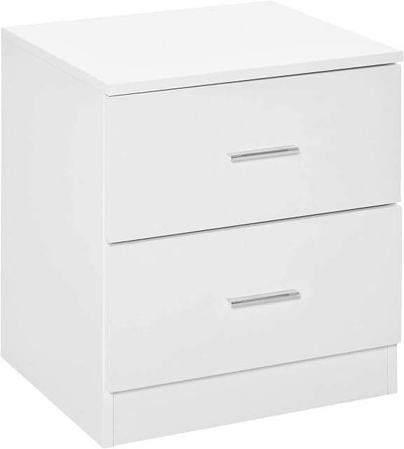 HOMCOM Bedside Table with 2 Drawers, Modern Nightstand, Cabinet Drawers Side Storage Unit for Bedroom, Living Room