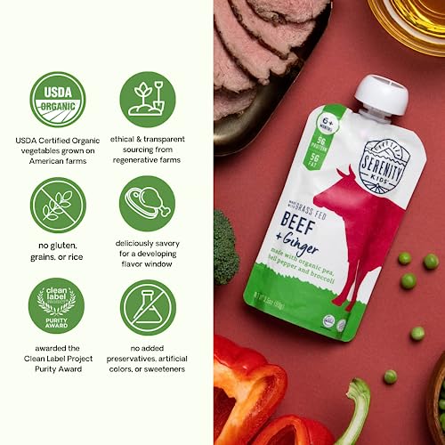 image for Serenity Kids 6+ Month Baby Food Pouches Puree w/Ethically Sourced Mea