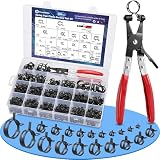 Housolution 400PCS 6-35mm Feder-Schlauchschellen, 20 Größen Feder-Rohrschellen mit Schlauchschellenzange, Rohrschelle für Automotive, Kraftstoffleitungen, Vakuumschläuche & mechanische Anwendungen