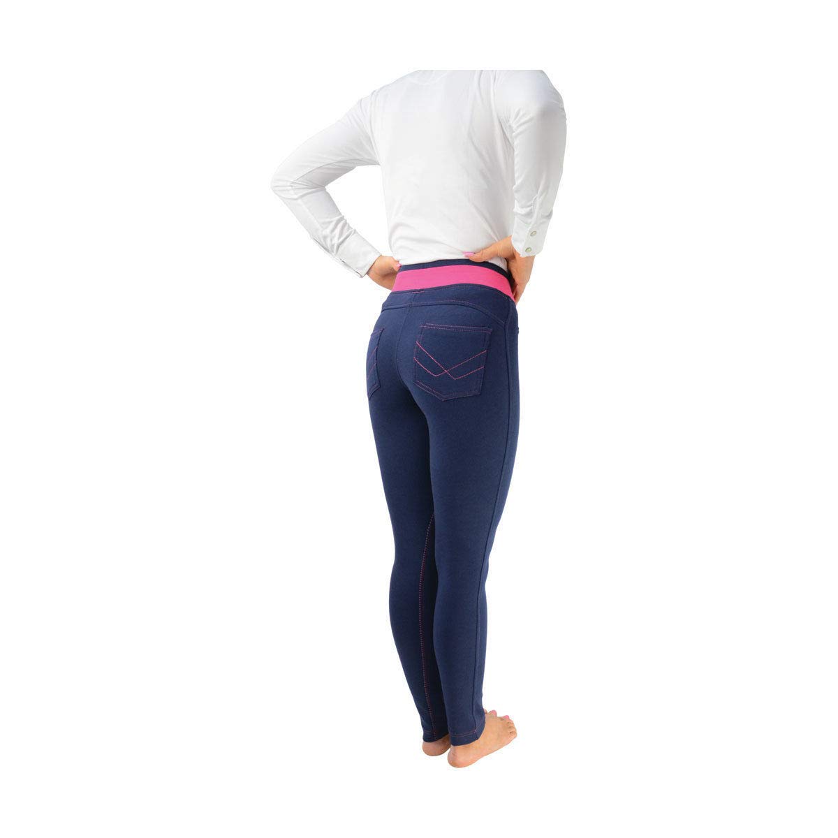 HyPERFORMANCE Womens/Ladies Brixton Elasticated Jodhpurs (28in) (Navy/Raspberry)