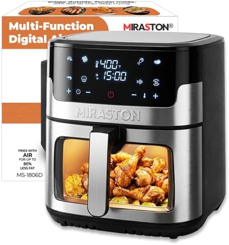 Air Fryer, 8.5QT Family Size Digital Air Fryers, BPA-Free, Smart Touchscreen with 8-Preset, Air Frying, Reheat Leftovers, Party Food, Fast Cooking, Dishwasher-Safe, Stainless Steel