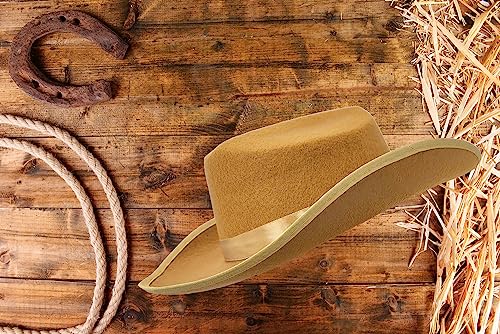 Image of The Dreidel Company Cowboy Felt Western Hat, 22 inch Circumference Dress Up Costume Clothes for Kids, Pretend Play, Party Favors