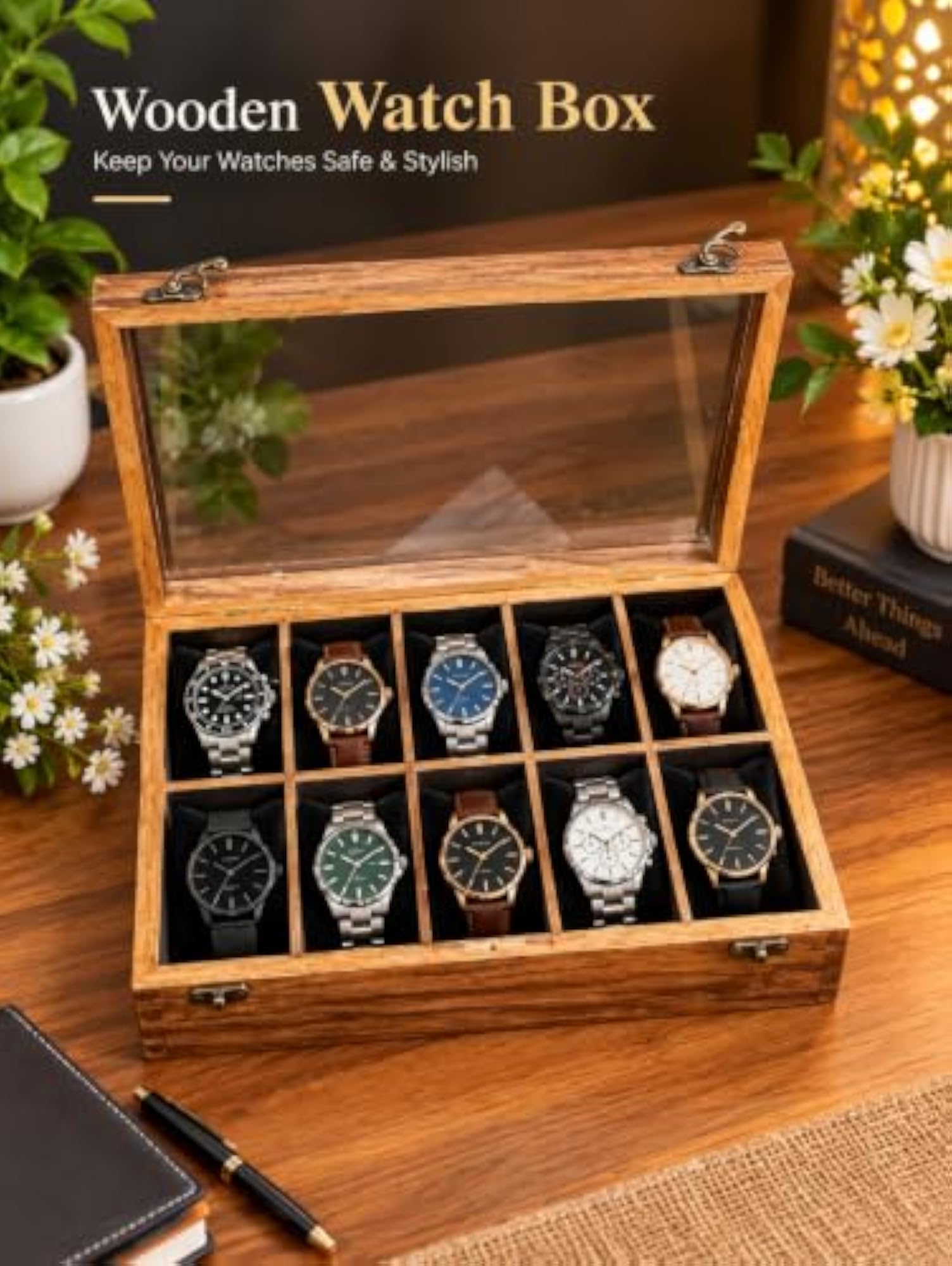 Handcrafted Wooden Watch Box with Gift Packaging