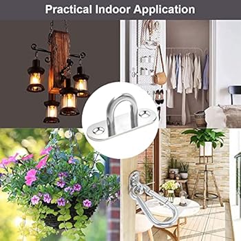 œillet Fixation Hamac GIONAR Plaques Oculaires Acier Inoxydable - Lot De 4 Avec Mousquetons - Pour Voiles D'ombrage, Hamacs, Fitness Crochet Hamac