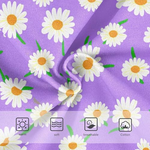 Joisal Cotton Toddler Underwear Floral White Daisies Lavender Purple Cute Panties Girl Cartoon Briefs Kids Undies 2t3