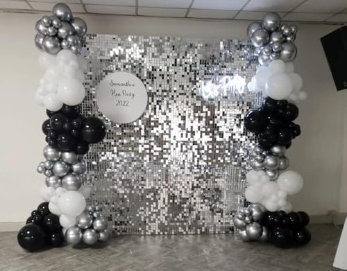 Image of Shimmer Wall Backdrop - 24pcs Decorations Panel | Wedding, Birthday, Anniversary, Engagement & Bridal Shower Party Decor Panel (Silver)