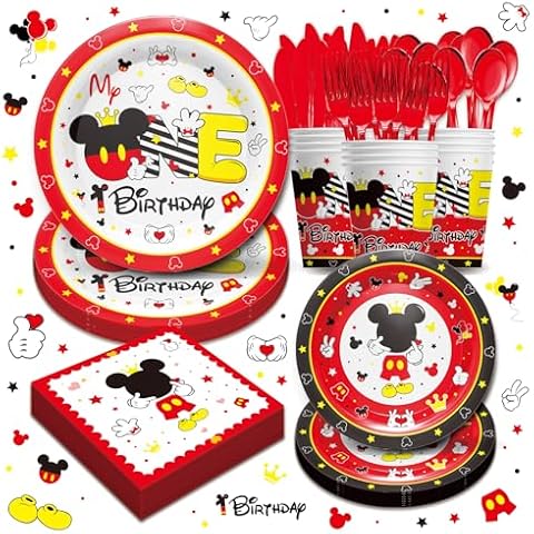 Piooluialy Mickey 1st Birthday Party Set Cover