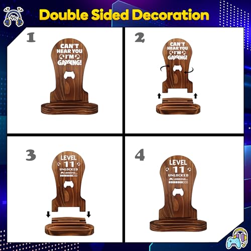 11th Birthday Gamer Stand - Unlocked Level 11 Wooden Headset Stand & Decoration for Boys - Image 4