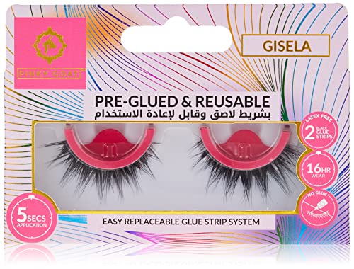 Pinky Goat Pre-glued GISELA Lash, Black, 1 pair (Pack of 1)
