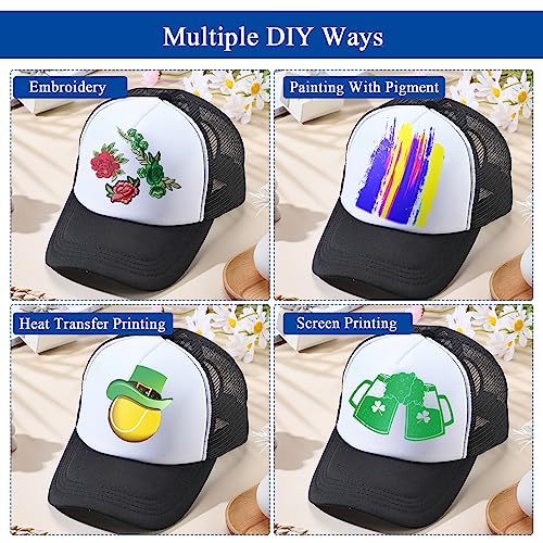 Image of Panitay 100 Pcs Unisex Sublimation Blank Mesh Baseball Cap Adjustable Plain Blank Mesh Trucker Hat for DIY Embroidery Print