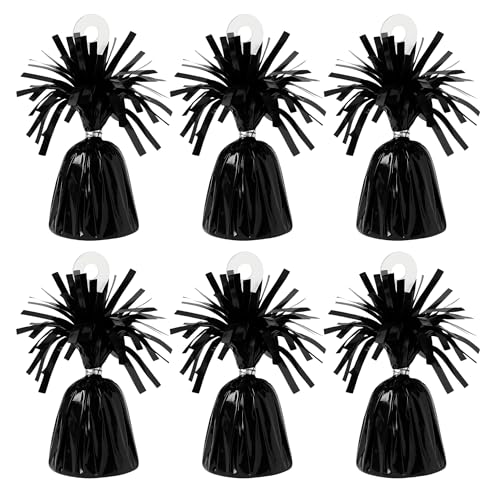 Foil Balloon Weights for Helium Balloons | 160 g to 180 g Metallic Foil Balloon Holder | Birthday Parties, Events & Wedding Celebrations Decoration Accessory (Black, Pack of 6)