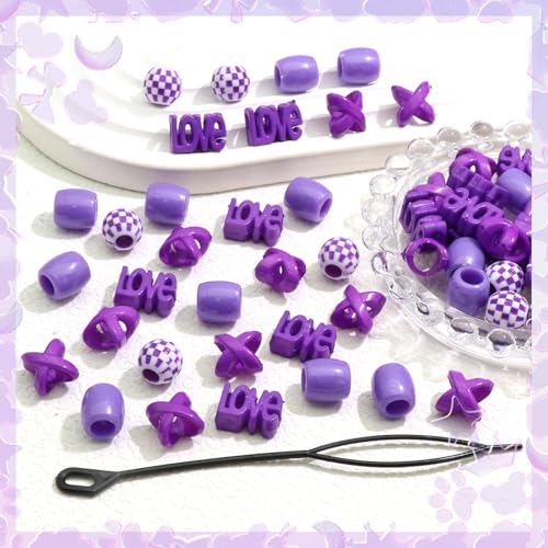 Accesorios para trenzas 60 piezas color púrpura miniatura 3