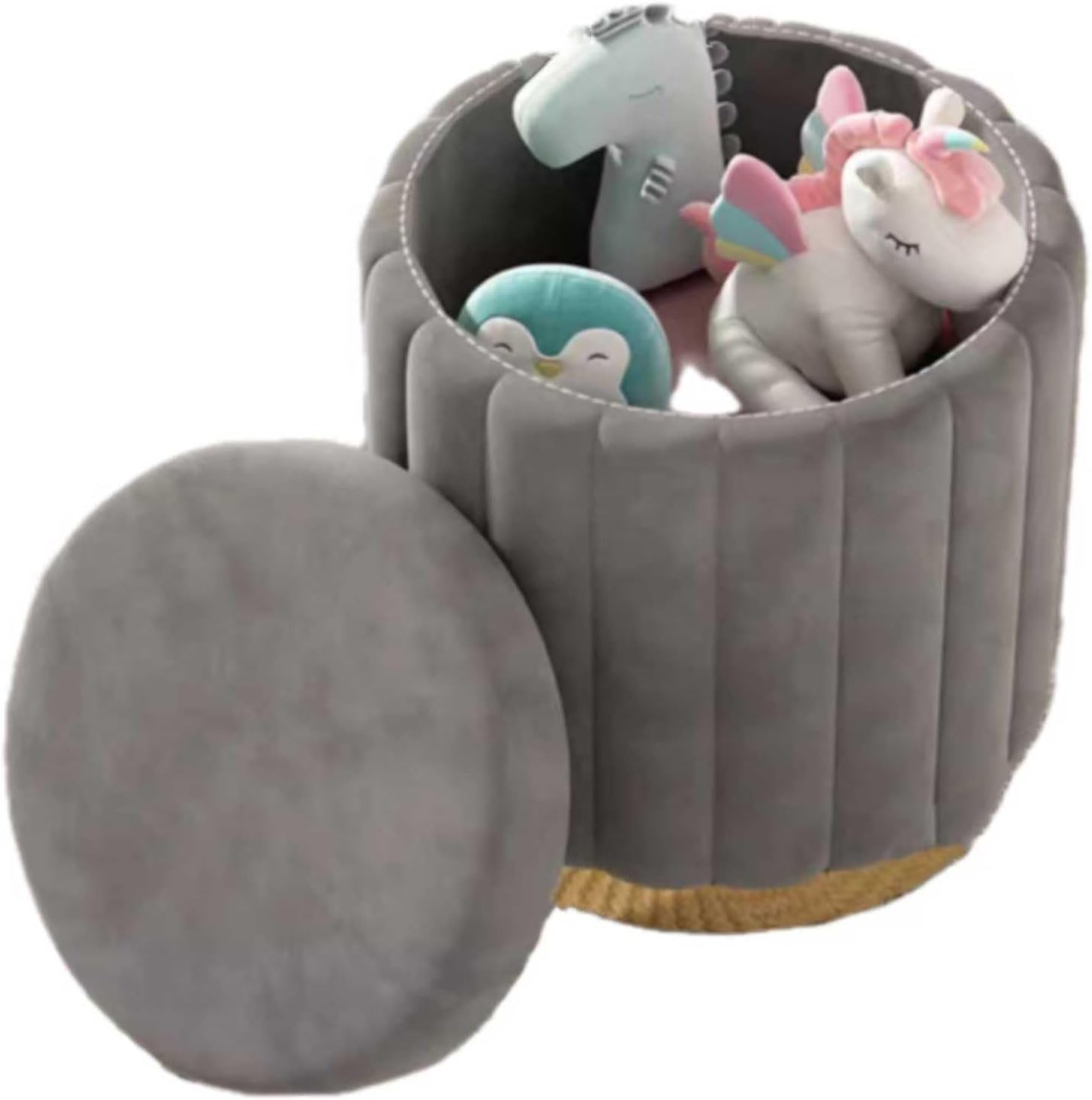 Foot stool with Storage,Foot Rest for Couch,Toy Storage Box,Vanity Stool with Storage Soft Cushioned Seat for Living Room and Bedroom (Beige upgraded storage style) (Beige upgraded storage style)