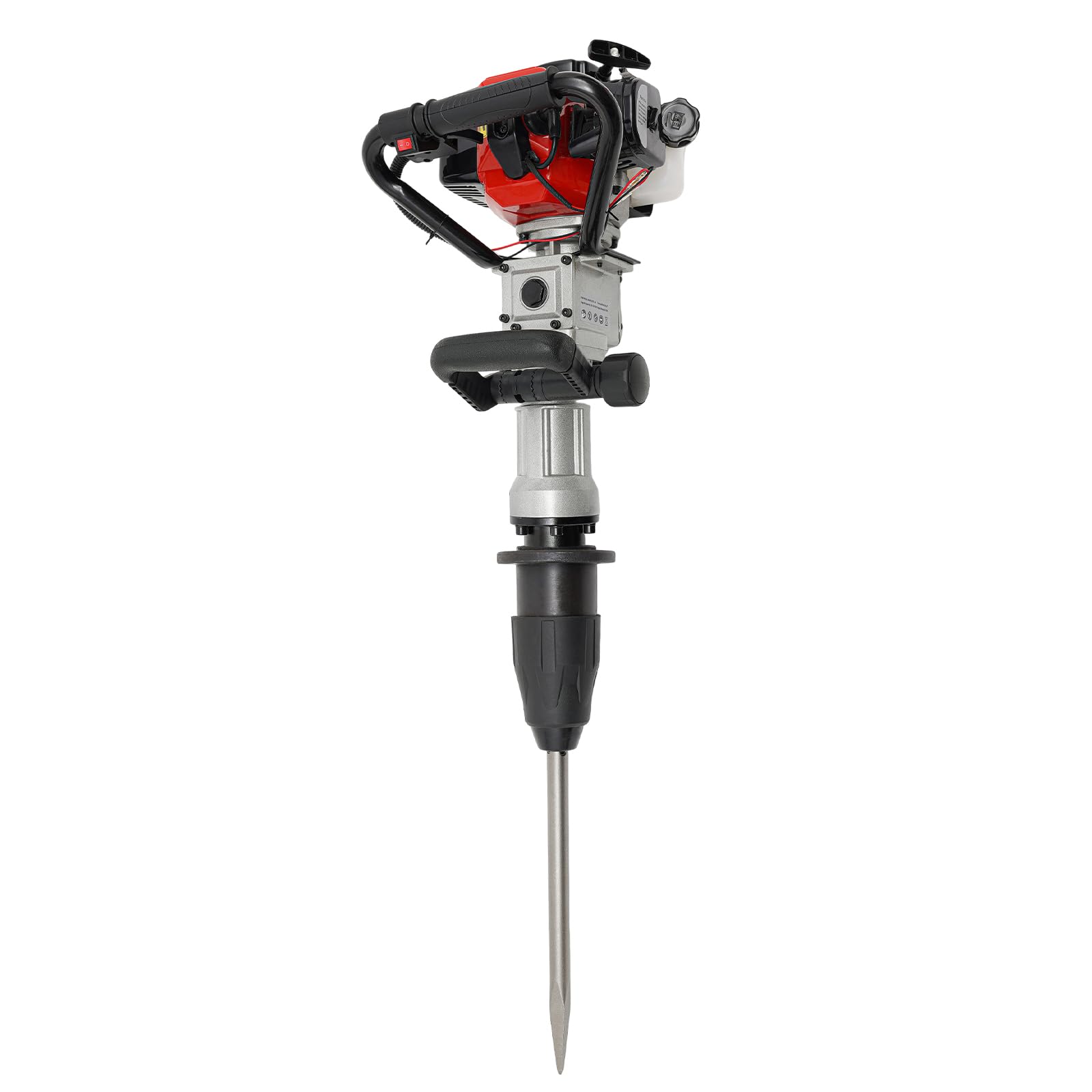 FXEIPOL 32.7CC Gasoline Concrete Breaker Drill 2-Stroke Gas-Powered Post Driver Gas Powered Concrete Breaker Punch Drill Jack Hammer with Chisel, Concrete Breaker Machine for Gardening