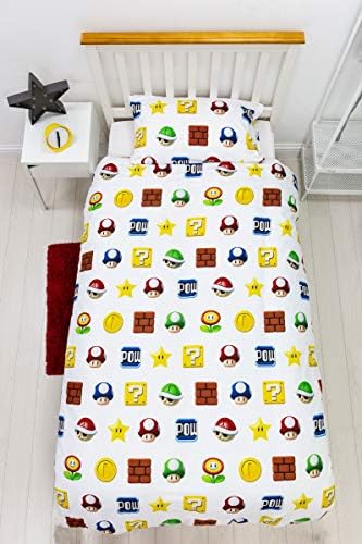 Character World Super Mario Lineup Single Duvet Cover | Reversible Two Sided Official Mario Bedding Duvet Cover With Matching Pillow Case (Single) | NINLIEDS001UK1