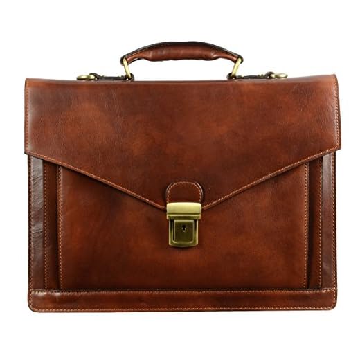 Mallette Fait Main en Cuir, Sac Pour Ordinateur, Porte Document, Main Medium, Serviette, Attaché-case, Hommes/Femmes – Time Resistance (Magus) (Marron Foncé) 5192701
