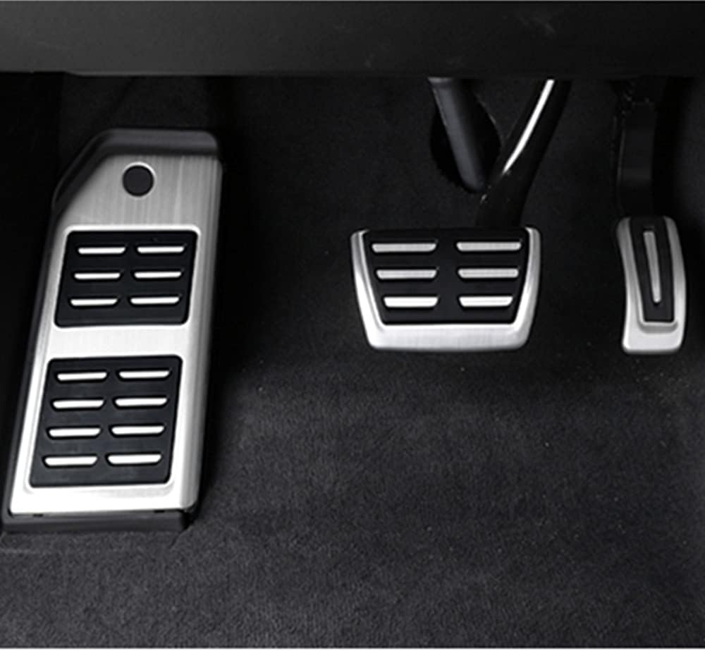 Stainless Steel Pedal Cover Kit Compatible for Audi Q7 Q8 SQ7 SQ8 2017 2018 2019 2020 2021 2022 2023 2024 for Porsche Cayenne Touareg 2019-2024 No Drill Footrest Gas Brake Pedals 3Pcs Set