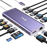 USB C Laptop Docking Station Dual Monitor HDMI for Dell/Lenovo/HP Laptop 14 in 1 USB C Hub Multiport Adapter Dongle Dock USB C to 2 HDMI 4K+DisplayPort+Ethernet+4USB+2USB C+100W PD Charger+SD/TF+Audio