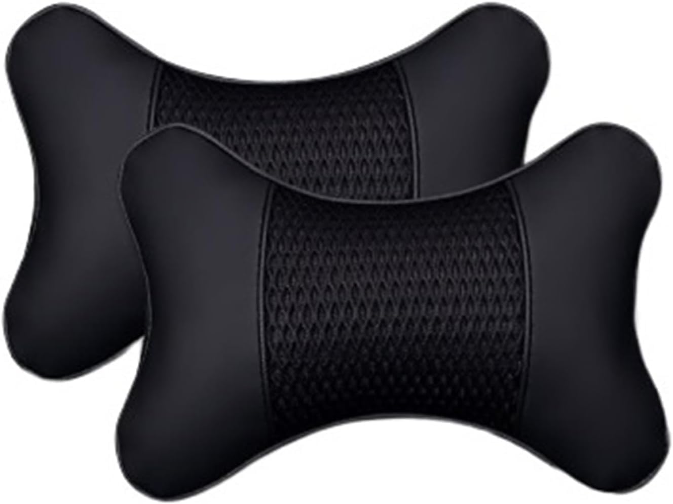 2 Pcs Car Neck Pillow for VW Atlas 2018-2025, PU Leather Mesh Headrest Cushion Head Support Travel Neck Rest Breathable Accessories,Black