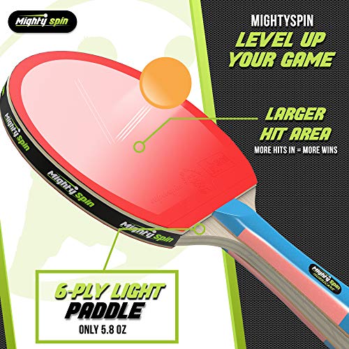 image for MightySpin Hurricane Table Tennis Paddle Ping Pong Paddle with Free E-
