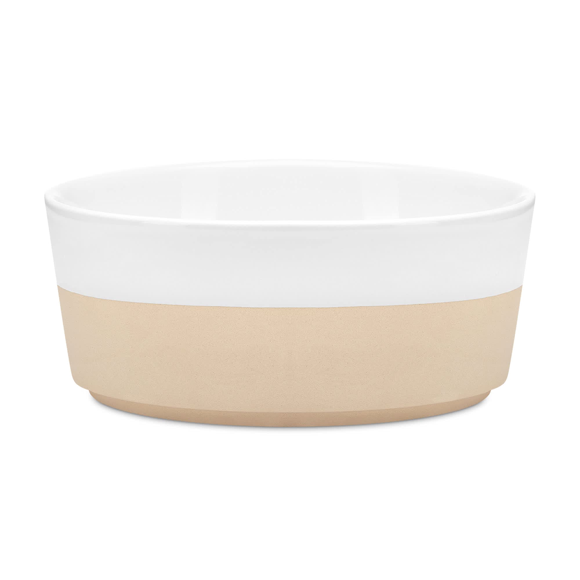 Waggo Tazón de cerámica texturizada para perro o perro y gato. Pesado y duradero para alimentos y agua para mascotas (grande, blanco)