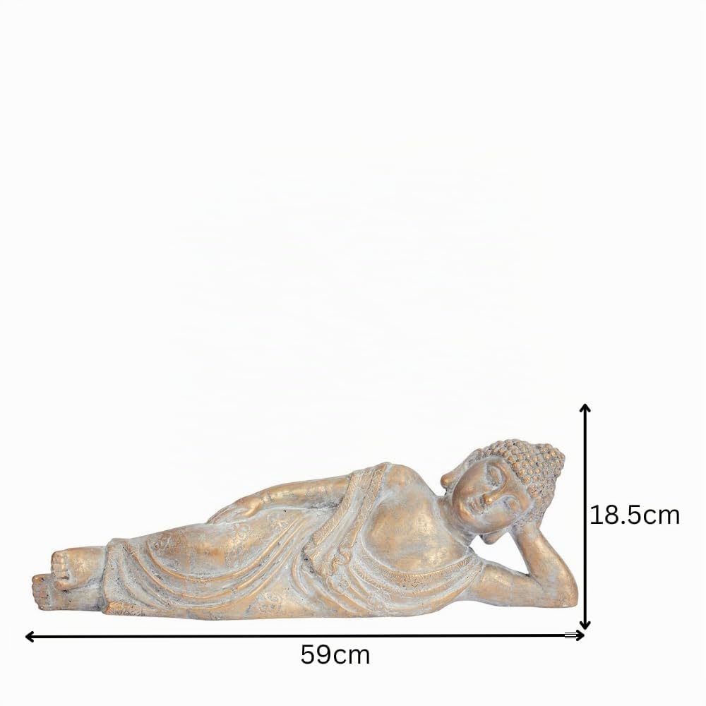 Garden Mile Grandi ornamenti Buddha sdraiato del Buddha della fortuna per la casa e il giardino - Ornamenti da giardino per la meditazione Fung Shui Impermeabili Decorazioni da giardino per interni o