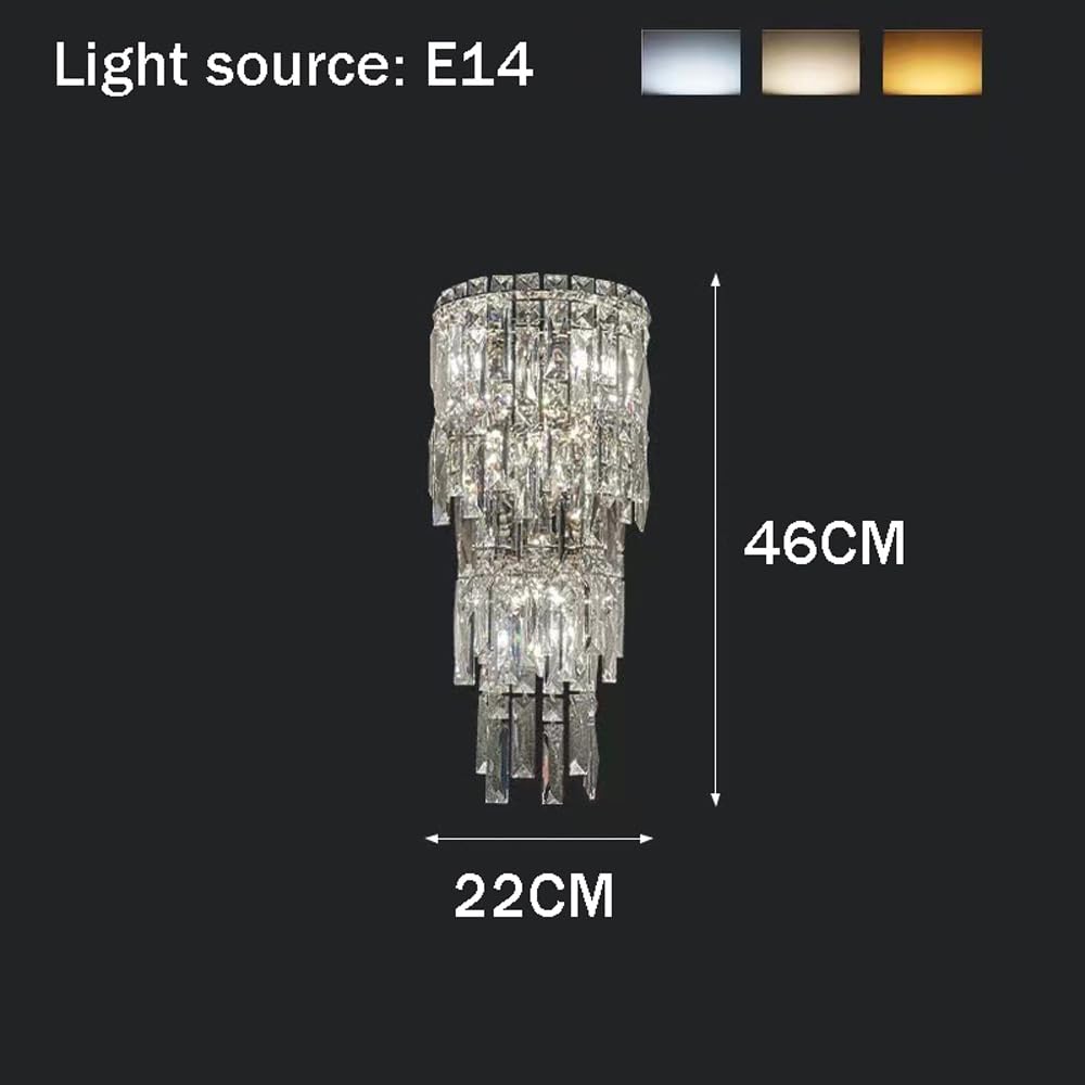 Aplique de pared de cristal cromado para chimenea Lámparas de pared de cristal modernas Iluminación de pared de pasillo de lujo interior Lámpara montada en la pared del dormitorio para sala de
