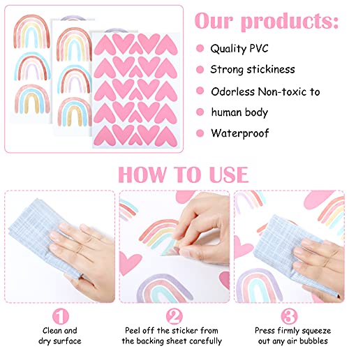 Boho Rainbow Decor Stickers Colorful Rainbow Wall Decal Small Rainbow Wall Decal Watercolor Rainbow Heart Wall Stickers For Girls Bedroom Nursery Wall Decor #TOP2
