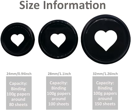 100pcs Planner Discs for Discbound Notebook(Black,1.1inch) | Heart Binder Rings Plastic Expander Discs Book Binding Accessories
