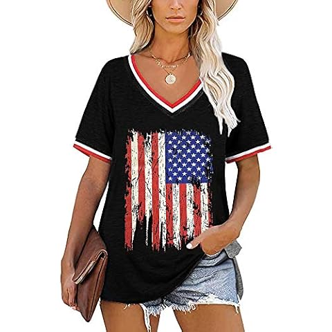 lili's story Women's Patriotic V Neck Top Cover