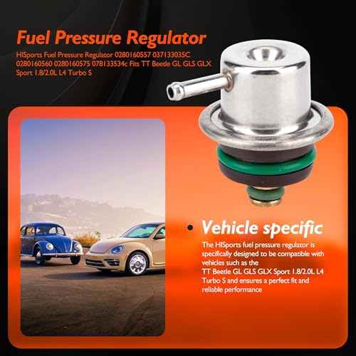 HISports Kraftstoffdruckregler 0280160557,037133035C,030133035B,030 133 035 B,037 133 035 C,037 133 005,037133005,0 280 160 557 Passend für TT Beetle GL GLS GLX Sport 1,8/2,0L L4 Turbo S