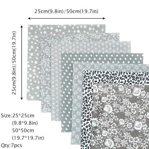 Tissu à coudre carré gris pour bricolage patchwork et artisanat - 5
