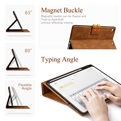 Antbox Case For Ipad 9Th Generation (2021) Ipad 8Th/7Th Generation With Pencil Holder Auto Sleep/Wake Function Pu Leather Smart Cover For Ipad 10.2'' (Brown) #TOP1