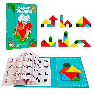 ALPESU KIDS – Tangram Magnético Infatil en Forma de Libro – Juguetes Creativo y Educativo para Niños de 3 4 5+ Años – Juegos de Formas Magnéticas con 7 Piezas – Ideal para Viajes y Regalos Infantiles