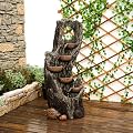 6-Tier Floor Cascading Water Fountain 43.3''H Tree Trunk Waterfall Fountain
