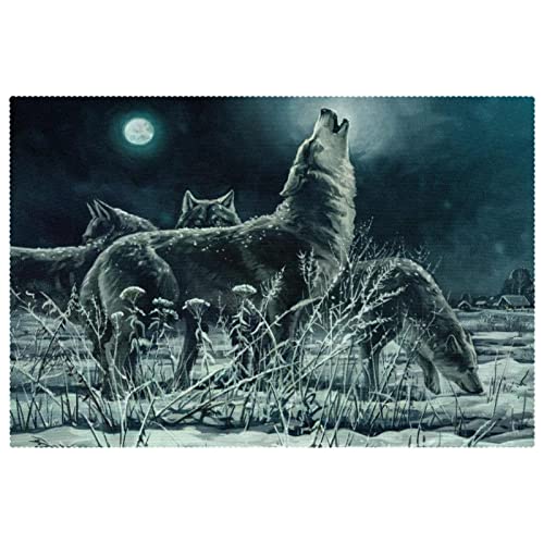 Sets de table résistant à la chaleur avec motif loups sauvages - 2