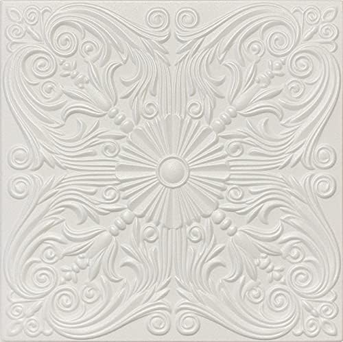 R39W Victorian White 20x20 Amazing Styrofoam Ceiling Tiles Easy to Glue Up On Any Type of Surface