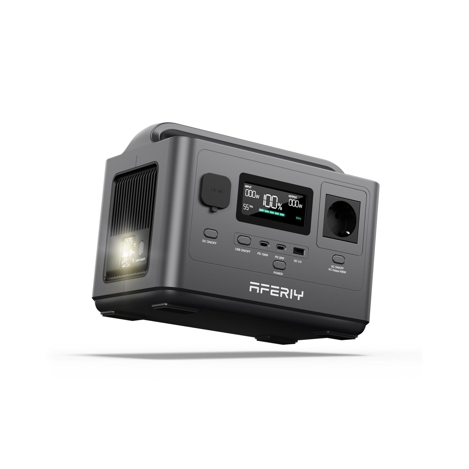 AFERIY 400W Stazione Di Energia Portatile Batteria LiFePO4 256Wh Ricarica Rapida In 1,2 Ore 5 Connessioni, Onda Sinusoidale Da 230V UPS, Generatore Solare Per Campeggio Camper Attività All'Aria Aperta