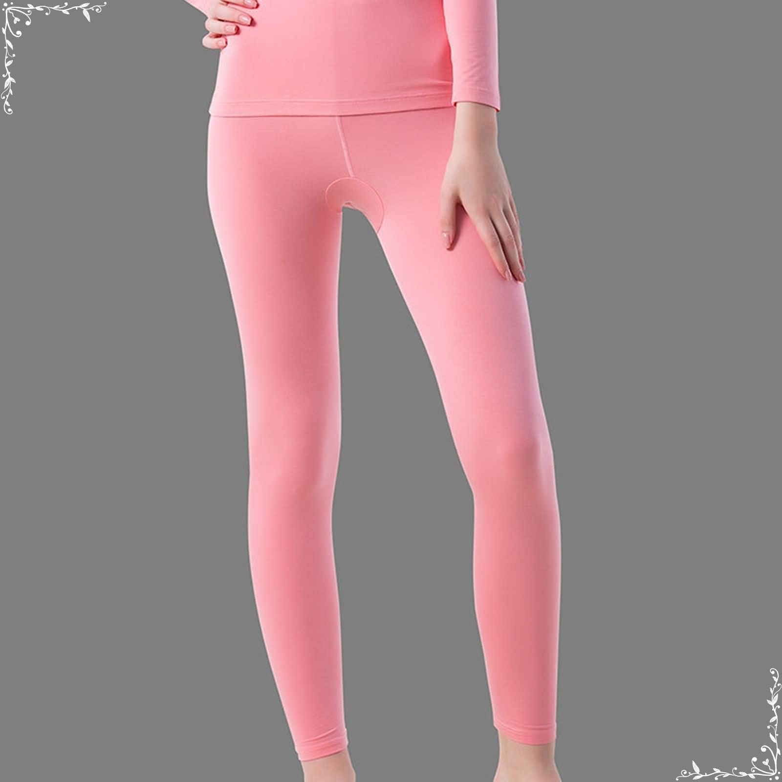 Dsnyu Thermal Pants for Women, Acrylic Fibers Round Neck Thermal Pants, Pink Pants L