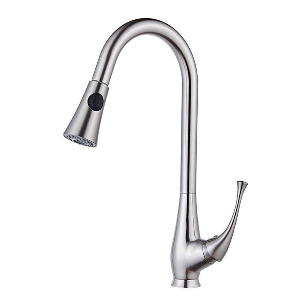 Robinet de cuisine avec douchette extractible en nickel brossé