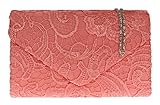 bolso de mano para vestido coral Totalmente forrado por dentro con un pequeño bolsillo.