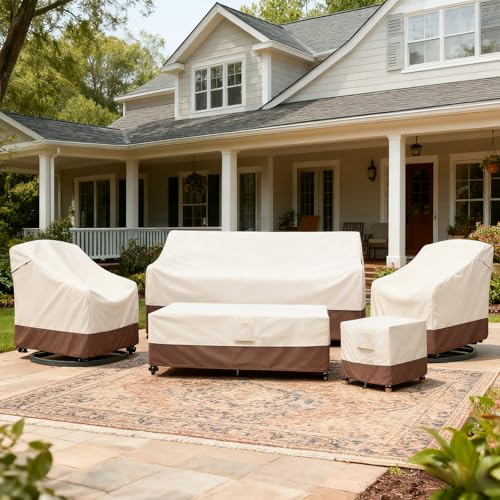 okcool Outdoor Swivel Chair Cover 2 Pack, Patio Chair Covers Waterproof Clearance, (30" W x 34" D x 38.5" H) Lawn Furniture Covers, Beige & Brown by okcool - Image 6