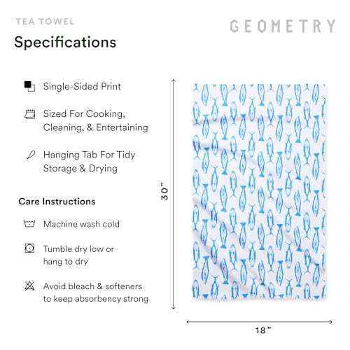 GEOMETRY Tea Towels – Spring & Summer Collection – Quick-Dry, Ultra-Absorbent, Reusable Microfiber Kitchen Towels for Drying & Cleaning - Coastal Catch - 1 Pack — view 6