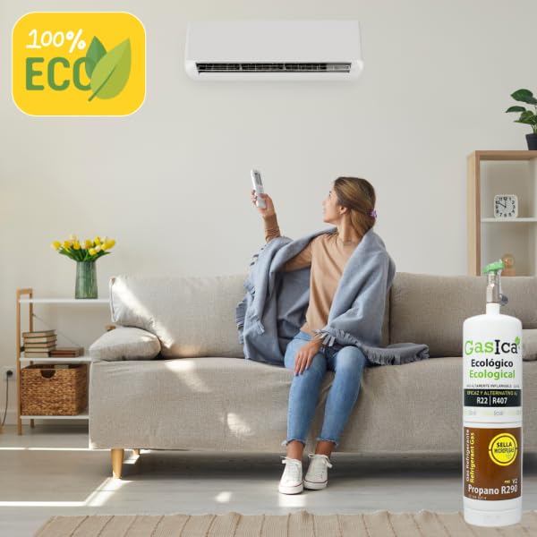 Bilake Gas refrigerante para Aire Acondicionado gasica Gas ecológico Pro V2 propano R290, 400g con Valvula, sustituye Gas R22, R407