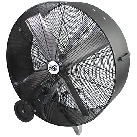 Maxx Air 48" Barrel Fan High Velocity Industrial Belt Drive | Heavy Duty Dent Resistant Metal Design | Best for Commercial, Warehouses, Shops and Garage Use | 18,000 CFM Cover