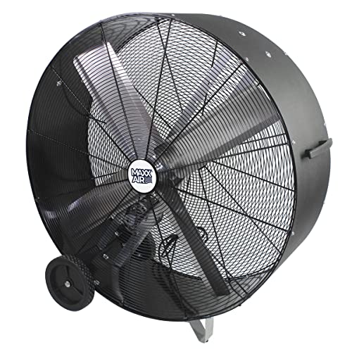 Maxx Air 48 Barrel Fan High Velocity Industrial Belt Drive | Heavy Duty Dent Resistant Metal Design | Best for Commercial Warehouses Shops and Garage Use | 18 000 CFM