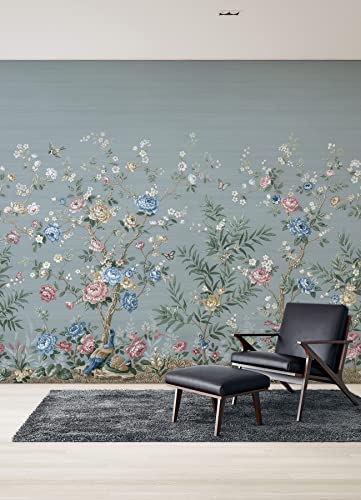 Winter Chinoiserie Robin's Egg Blue Wall Mural #TOP3