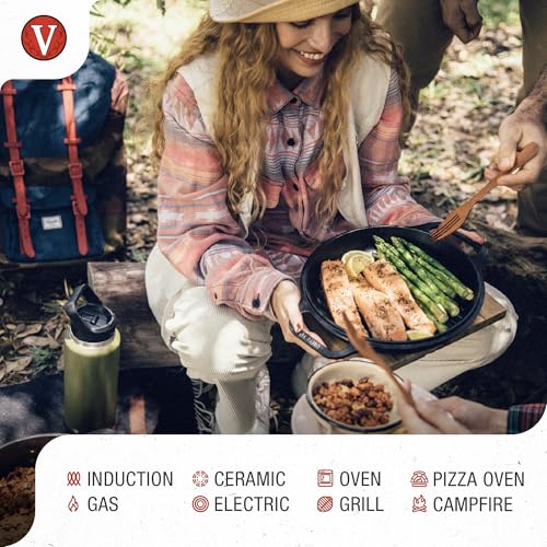 Image of Victoria Cast Iron Round Grill Pan with Double Loop Handles, Made in Colombia, 10 Inches