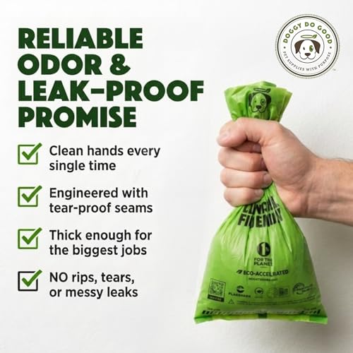 Doggy Do Good - 60 Count, Heavy Duty Poop Bags for Dogs - Standard Size - Dog Waste Bags Made with 50% Recycled Plastic + 15% Biobased Material - Landfill-Friendly, Unscented, Leak-Proof