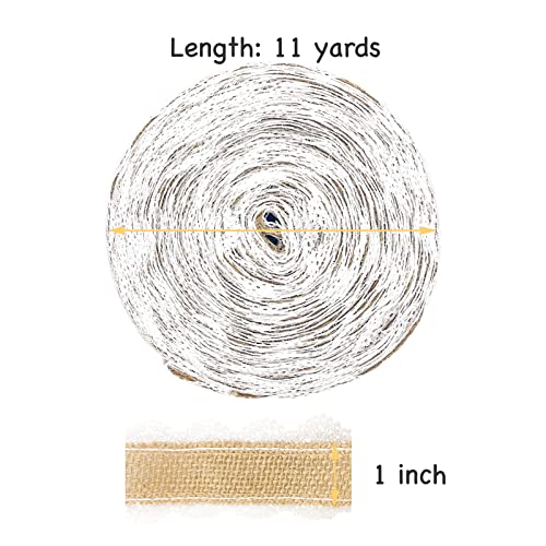 Burlap Ribbon Burlap Fabric Lace Ribbons 1In Wired Ribbon Roll 11Yd White Lace Burlap Ribbons Finished Edging Natural Eco Friendly For Crafts #TOP3
